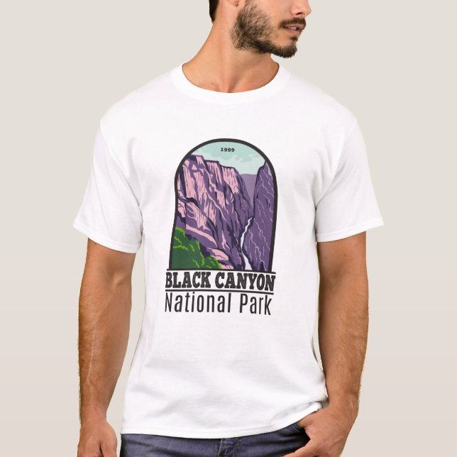 Camiseta Cañón Negro De La Vendimia Del Parque Nacional Gun (Anverso)