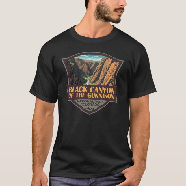 Camiseta Cañón Negro Del Arte Del Parque Nacional Gunnison (Anverso)