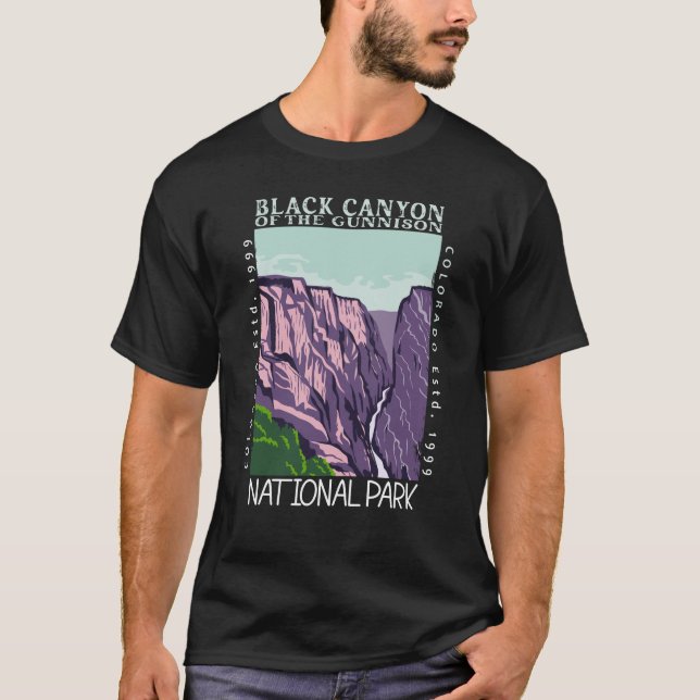 Camiseta Cañón Negro Del Parque Nacional Gunnison Retro (Anverso)