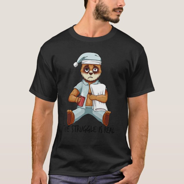 Camiseta Cansada Lazy Meerkat La Lucha Está Realmente Condu (Anverso)