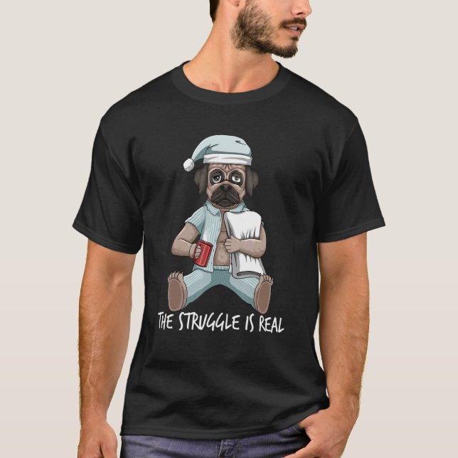 Camiseta Cansada Perro De Pug Perro Perro Perro Perro Perro (Anverso)