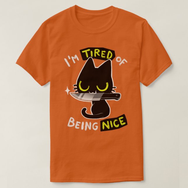 Camiseta Cansado de ser un buen gato negro con cuchillo Crí (Diseño del anverso)