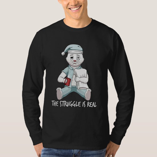 Camiseta Cansado Gato Perezoso Blanco La Lucha Se Está Conv (Anverso)