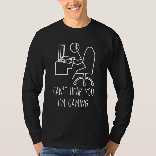 Camiseta Can't Hear You I'm Gaming Headset  Funny Gamer     (Anverso)