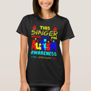 Camiseta Cantante con autismo viste de azul para conciencia