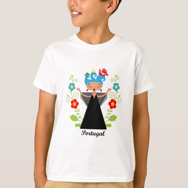 Camiseta Cantante de fado con barcos de caravanas portugues (Anverso)