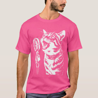 Camiseta Cantante De Gato Con Micrófono Cats