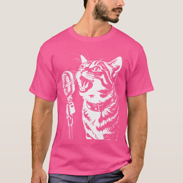 Camiseta Cantante De Gato Con Micrófono Cats (Anverso)