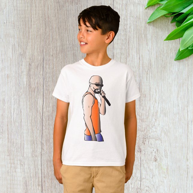 Camiseta Cantante de hombre calvo y hip hop de Guay con mic (Subido por el creador)