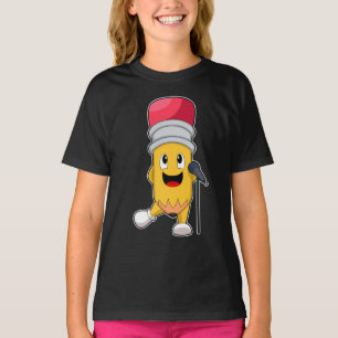Camiseta Cantante de lápiz micrófono música