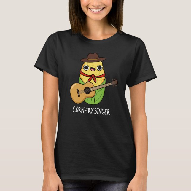 Camiseta Cantante de maíz divertida Corn Pun Dark BG (Anverso)