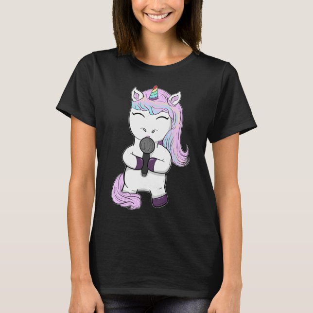 Camiseta Cantante de música de Unicornio cantando bello (Anverso)