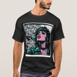 Camiseta Cantante de Pop Art Rosa Verde Música Amantes