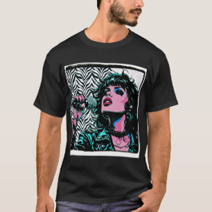 Camiseta Cantante de Pop Art Rosa Verde Música Amantes