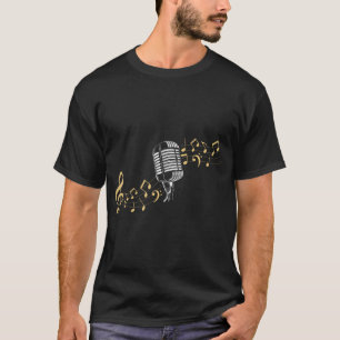 Camiseta Cantante Micrófono Musical Notes Karaoke amante