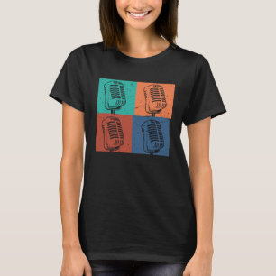 Camiseta Cantante Vocalista Músico Micrófono Retro Cantand