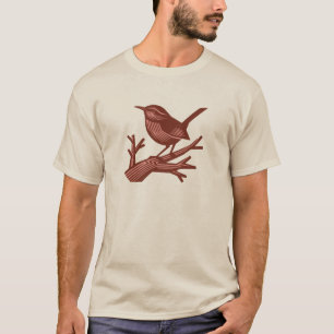 Camiseta Cantar Wren en el árbol muerto