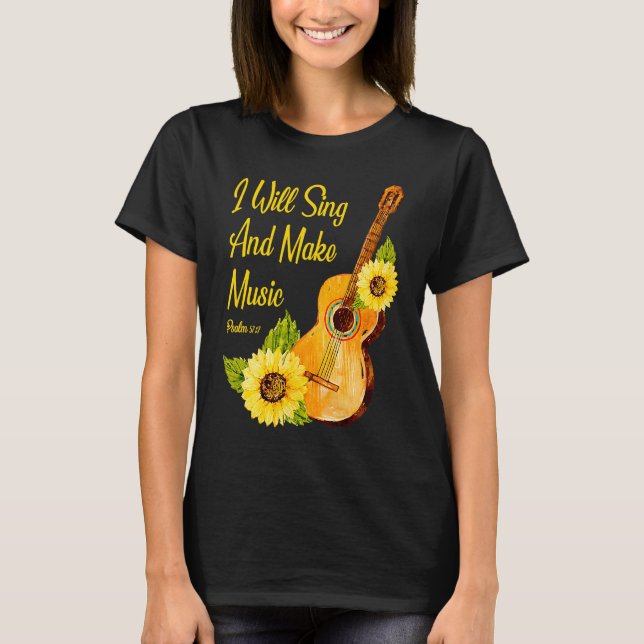 Camiseta Cantaré Y Cantaré Música Cristiana Guitarra Jugado (Anverso)