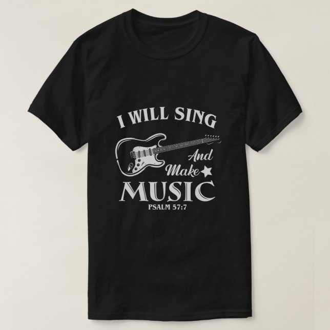 Camiseta Cantaré Y Haré Música Cristiana Guitarra Musical (Diseño del anverso)