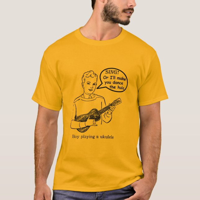Camiseta ¡Cante! O le haré el hula (el Ukulele) (Anverso)