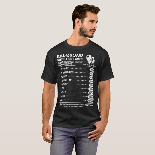 Camiseta Cantidad de los hechos de la nutrición del perro (Anverso completo)