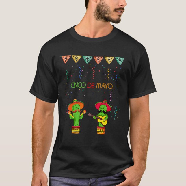 Camiseta Canto de Cactus Mexicano Cinco De Mayo (Anverso)