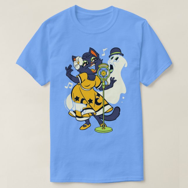 Camiseta Canto de fantasma negro de Halloween (Diseño del anverso)