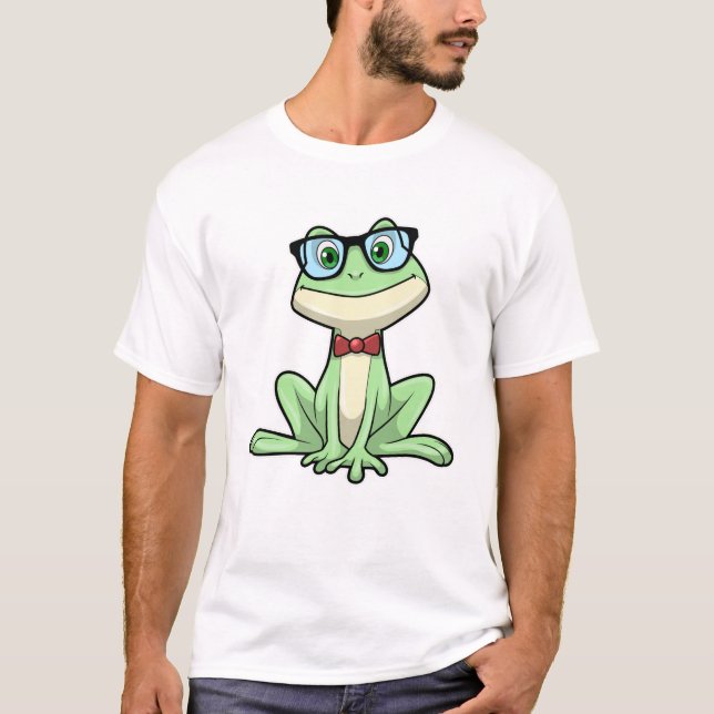 Camiseta Canto de lentes de vidrio de nerd de rana (Anverso)