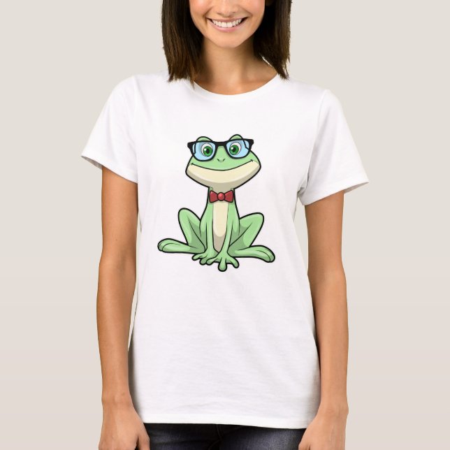 Camiseta Canto de lentes de vidrio de nerd de rana (Anverso)