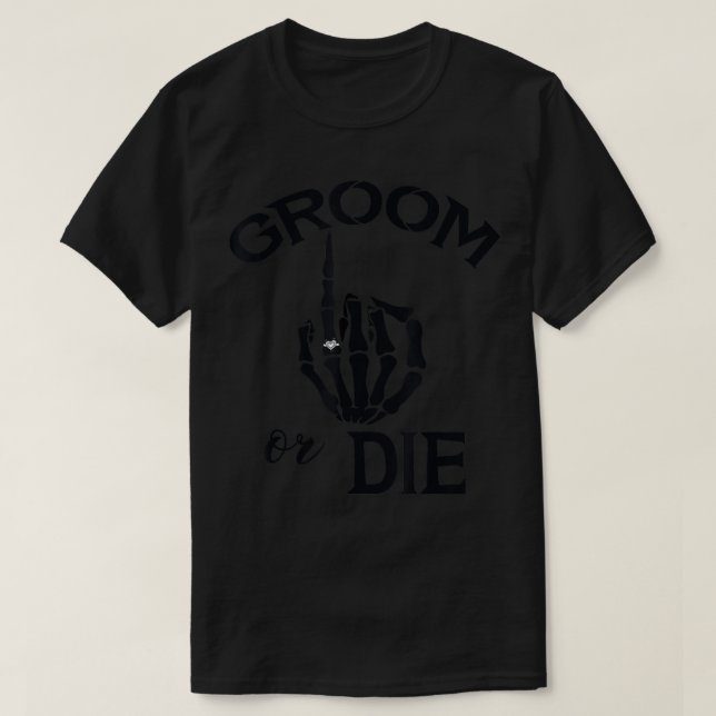 Camiseta Canto divertido de Boda de mano Groom Skeleton par (Diseño del anverso)