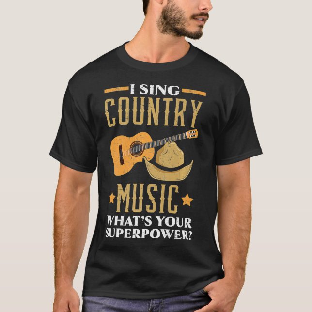 Camiseta Canto música country ¿Cuál es tu música superpoder (Anverso)