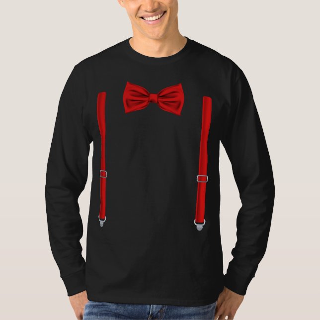 Camiseta Canto rojo de vaca con suspensores Boda gracioso (Anverso)