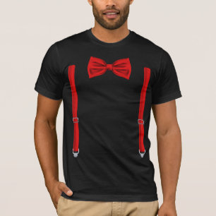 Camiseta Canto rojo de vaca con suspensores Boda gracioso