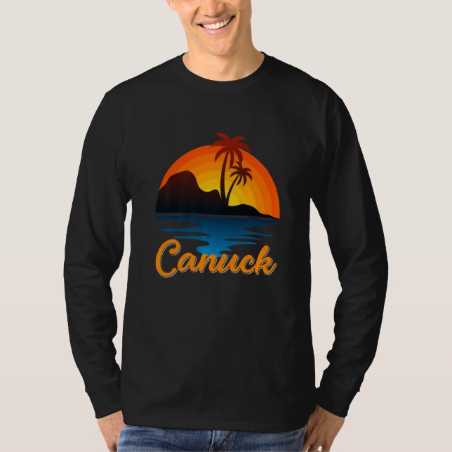 Camiseta Canuck Vancouver Palm Tree Island Sunset Canadá (Anverso)