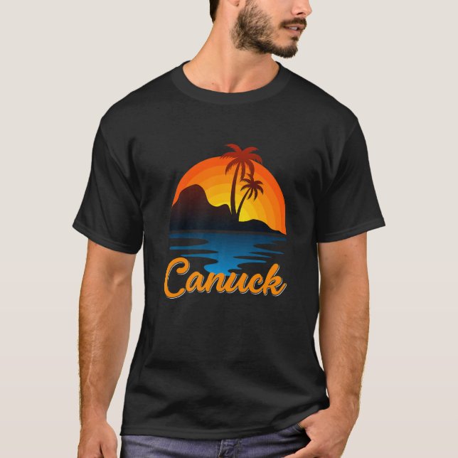 Camiseta Canuck Vancouver Palm Tree Island Sunset Canadá (Anverso)