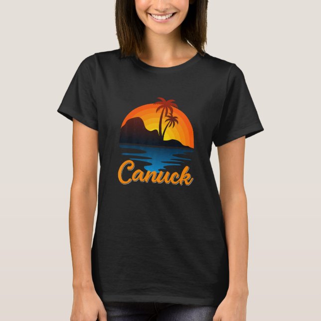 Camiseta Canuck Vancouver Palm Tree Island Sunset Canadá (Anverso)