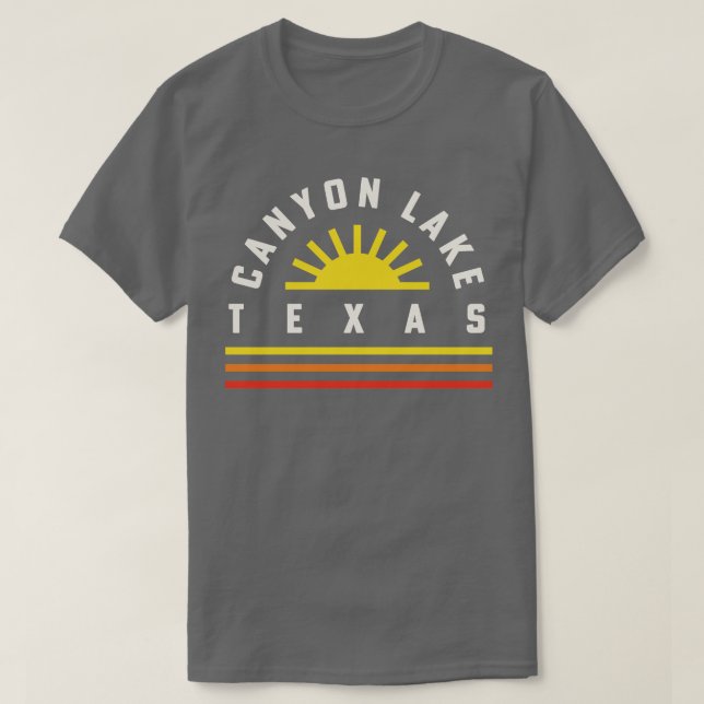 Camiseta Canyon Lake Texas Retro Vintage Stripes Sunset (Diseño del anverso)