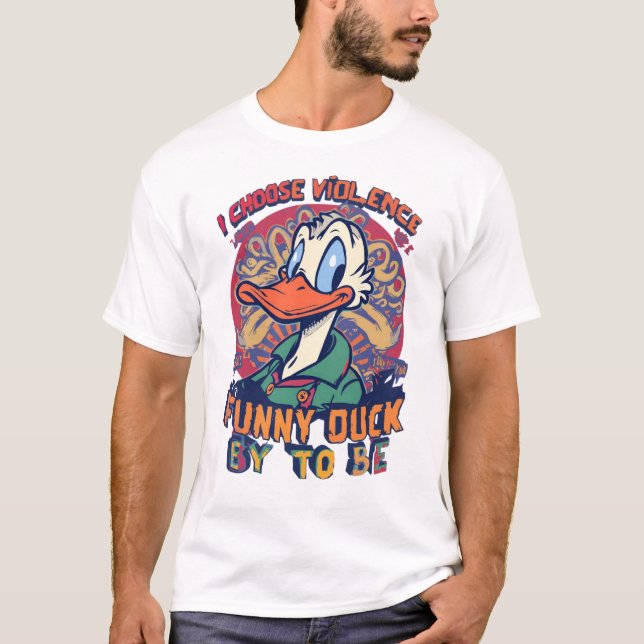  Camiseta Caos de Pato Divertido Elige Violencia  (Anverso)