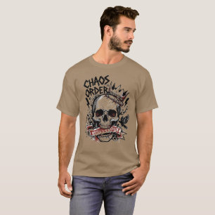 Camiseta Caos Es Orden Cráneo Gráfico Rebelión Osc