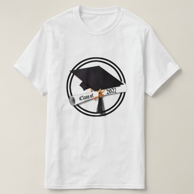 Camiseta Cap Diploma Class of 2027 Graduation (Diseño del anverso)