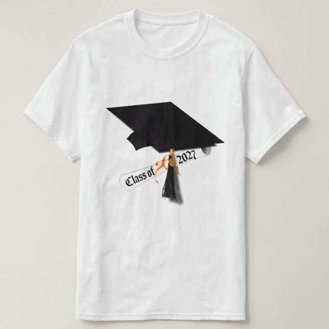 Camiseta Cap Diploma Class of 2027 Graduation (Diseño del anverso)