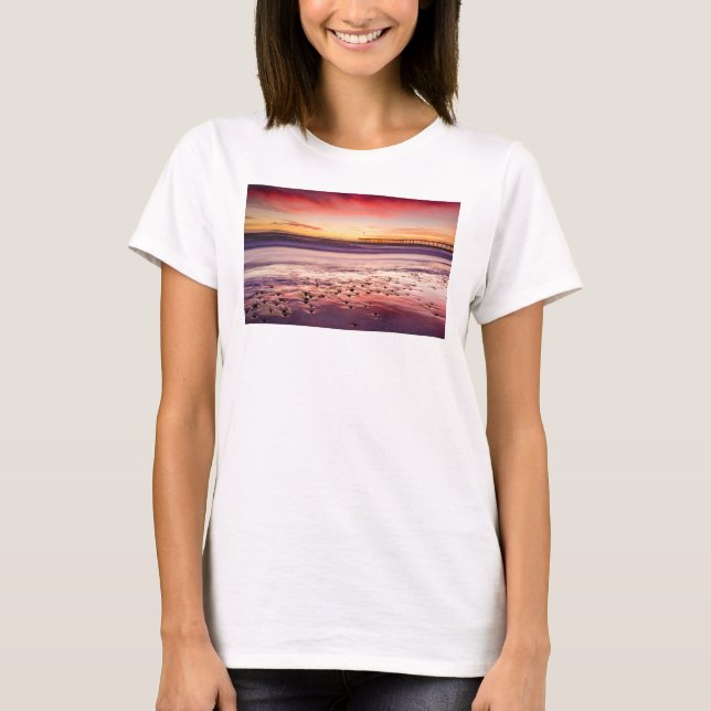 Camiseta Capa de mar y muelle al atardecer, CA (Anverso)