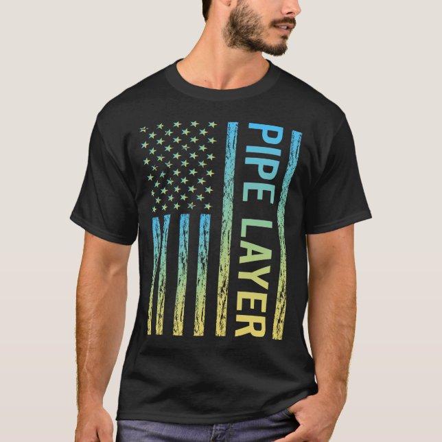 Camiseta Capa de tubería amarilla azul (Anverso)