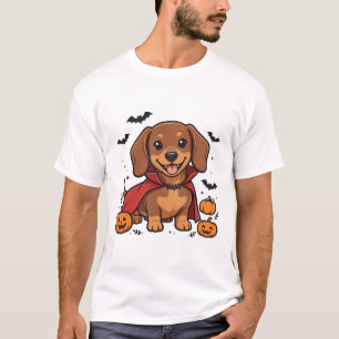 Camiseta Capa de vampiro Dachshund Halloween cachorro Arte