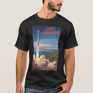 Camiseta Cape Canaveral Florida Arte de Viaje Pintoresco Re