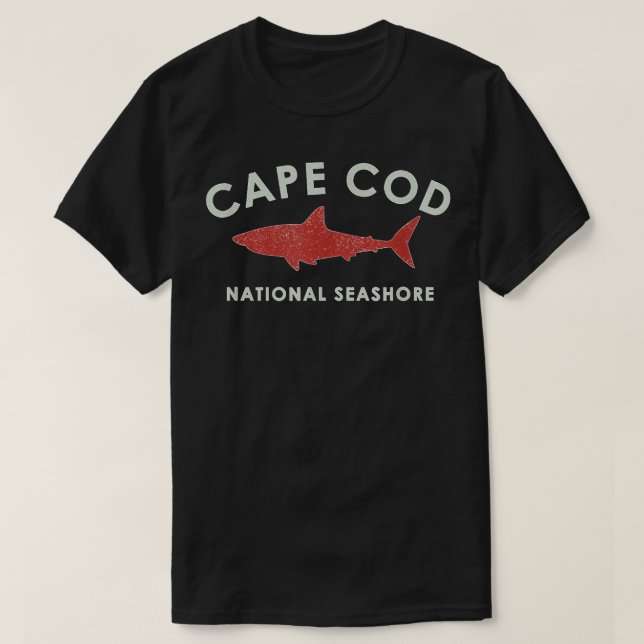 Camiseta Cape Cod Shark Graphic National Seashore Retro Sty (Diseño del anverso)