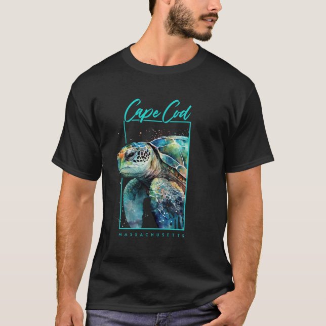Camiseta Cape Cod Souvenir Massachusetts Sea Turtle Portrai (Anverso)