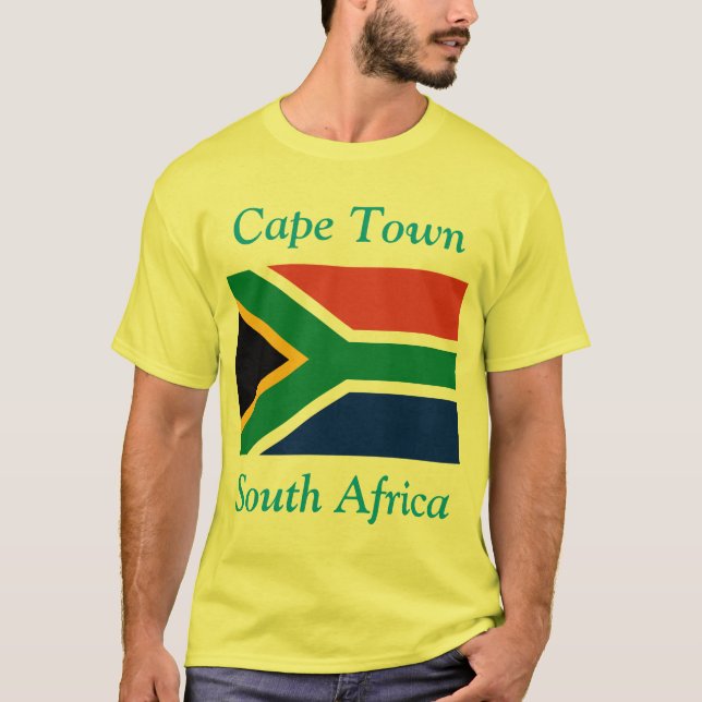 Camiseta Cape Town, Suráfrica con la bandera surafricana (Anverso)