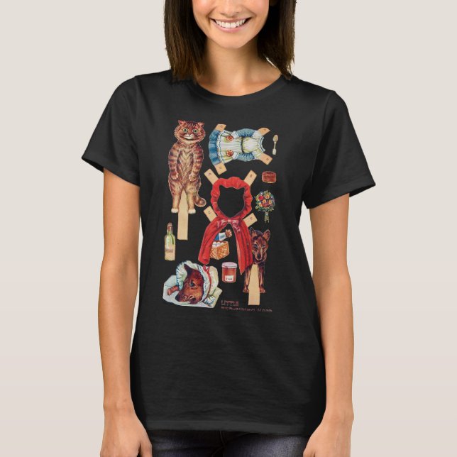 Camiseta Caperucita Roja, muñeca de papel, Louis Wain (Anverso)