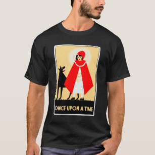 Camiseta Caperucita Rojo del vintage y mún lobo grande